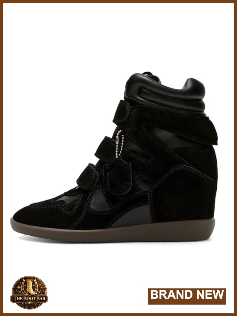 Hidden Wedge Sneakers For Women High Top Suede Platform Tennis Triple Strappy